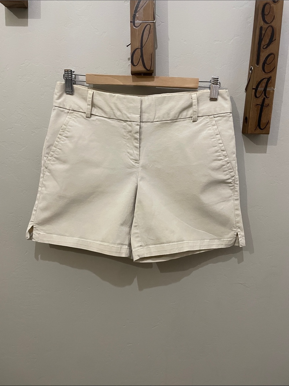 LOFT Cream Chino Shorts with Side Slits